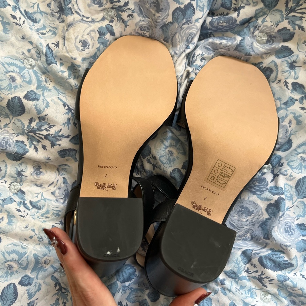 Coach Black Leather Shelby Sandal Heel - Picture 4 of 11